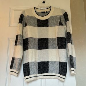 Black and white crew neck sweater